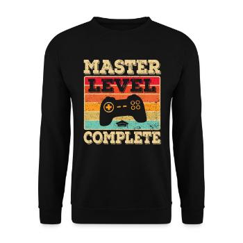 Master Abschluss Absolvent BWL Student Studium - Unisex Pullover - Schwarz - Vorne - Alina (178cm) & Michal (187cm)