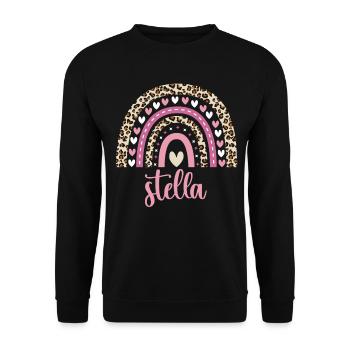 Stella Regenbogen Name Geburtstag Stella - Unisex Pullover - Schwarz - Vorne - Alina (178cm) & Michal (187cm)