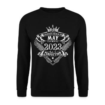 Mai 2023 Geburtstag Mai 2023 Mai Geschenk - Unisex Pullover - Schwarz - Vorne - Alina (178cm) & Michal (187cm)
