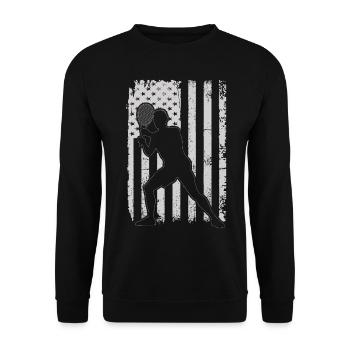 Racquetball American Flag Racquetball Silhouette - Unisex Pullover - Schwarz - Vorne - Alina (178cm) & Michal (187cm)