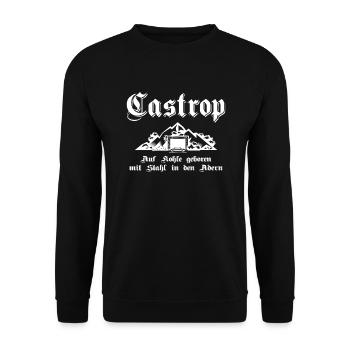 Castrop Auf Kohle geboren mit Stahl in den Adern - Unisex Pullover - Schwarz - Vorne - Alina (178cm) & Michal (187cm)