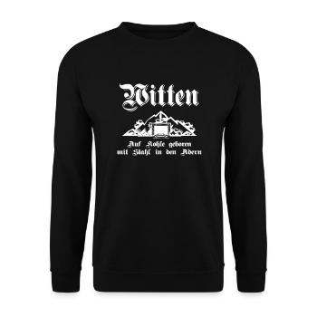 Witten Auf Kohle geboren mit Stahl in den Adern - Unisex Pullover - Schwarz - Vorne - Alina (178cm) & Michal (187cm)