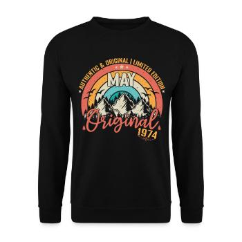May 1974 May Birthday 1974 May Original - Unisex Sweatshirt - black - Front - Alina (178cm) & Michal (187cm)