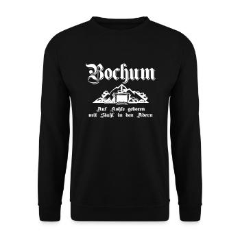 Bochum Auf Kohle geboren mit Stahl in den Adern - Unisex Pullover - Schwarz - Vorne - Alina (178cm) & Michal (187cm)