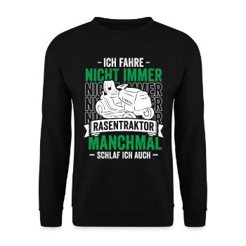 Rasentraktor Aufsitzmäher Garten - Unisex Pullover - Schwarz - Vorne - Alina (178cm) & Michal (187cm)