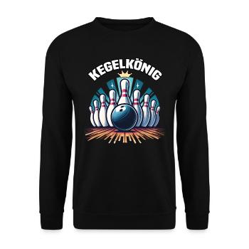 Kegelkönig Kegel Kegelverein Design zum Kegeln - Unisex Pullover - Schwarz - Vorne - Alina (178cm) & Michal (187cm)