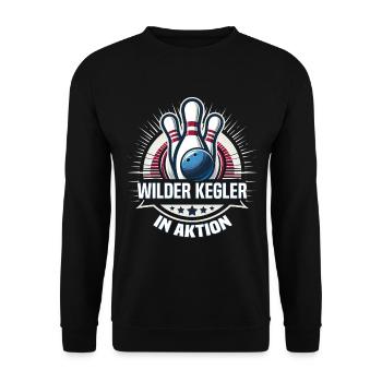 Quilleur sauvage en action Kegel Kegelverein Design - Sweat-shirt Unisexe - noir - Devant - Alina (178cm) & Michal (187cm)