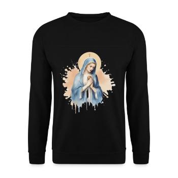 Virgin Mary Jesus God Church Christianity - Unisex Sweatshirt - black - Front - Alina (178cm) & Michal (187cm)