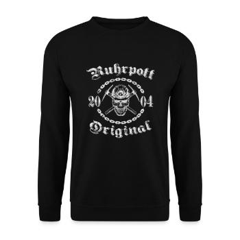 2004 Geburtstag Ruhrpott Original Schädel - Unisex Pullover - Schwarz - Vorne - Alina (178cm) & Michal (187cm)