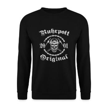 2001 Geburtstag Ruhrpott Original Schädel - Unisex Pullover - Schwarz - Vorne - Alina (178cm) & Michal (187cm)