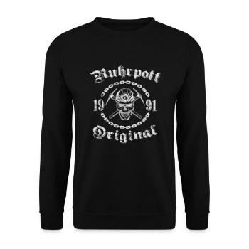 1991 Geburtstag Ruhrpott Original Schädel - Unisex Pullover - Schwarz - Vorne - Alina (178cm) & Michal (187cm)