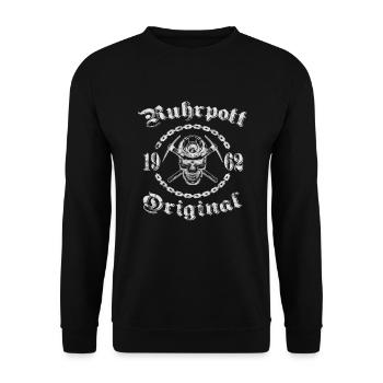 1962 Geburtstag Ruhrpott Original Schädel - Unisex Pullover - Schwarz - Vorne - Alina (178cm) & Michal (187cm)