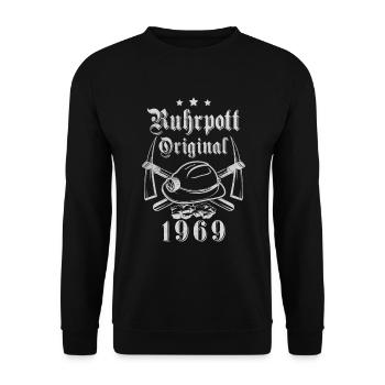 1969 Geburtstag Ruhrpott Original Hacke Helm - Unisex Pullover - Schwarz - Vorne - Alina (178cm) & Michal (187cm)