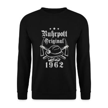1962 Geburtstag Ruhrpott Original Hacke Helm - Unisex Pullover - Schwarz - Vorne - Alina (178cm) & Michal (187cm)