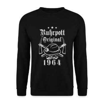 1964 Geburtstag Ruhrpott Original Hacke Helm - Unisex Pullover - Schwarz - Vorne - Alina (178cm) & Michal (187cm)
