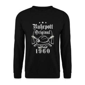 1960 Geburtstag Ruhrpott Original Hacke Helm - Unisex Pullover - Schwarz - Vorne - Alina (178cm) & Michal (187cm)