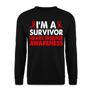 Survivor Heart Disease Awareness Month Red Ribbon - Unisex Pullover - Schwarz - Vorne - Alina (178cm) & Michal (187cm)