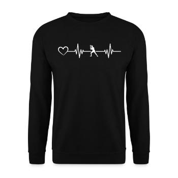 Racquetball Silhouette Racquetball Heartbeat Heart - Unisex Pullover - Schwarz - Vorne - Alina (178cm) & Michal (187cm)