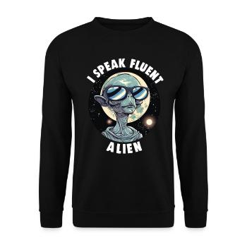 SciFi and Extraterrestrial Aliens and UFO Fan - Unisex Sweatshirt - black - Front - Alina (178cm) & Michal (187cm)
