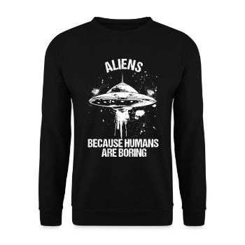 SciFi and Extraterrestrial Aliens and UFO Fan - Unisex Sweatshirt - black - Front - Alina (178cm) & Michal (187cm)