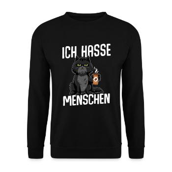 Cat I Hate People BLACK - Unisex Sweatshirt - black - Front - Alina (178cm) & Michal (187cm)