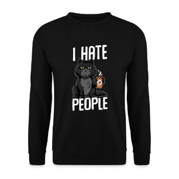 Cat I hate people BLACK - Unisex Sweatshirt - black - Front - Alina (178cm) & Michal (187cm)