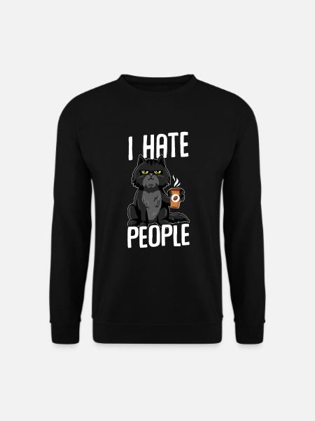 Kat Jeg hader folk SORT - Unisex sweater - sort
