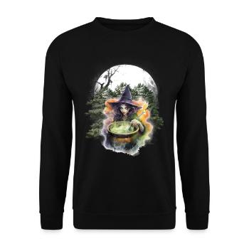 Woodland Witch Halloween Horror Witchcraft Spells - Unisex Sweatshirt - black - Front - Alina (178cm) & Michal (187cm)