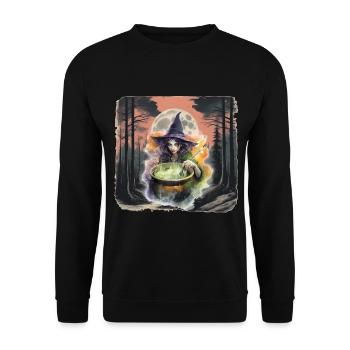Sorcière de la forêt Halloween Habitants de la forêt horreur sombre - Sweat-shirt Unisexe - noir - Devant - Alina (178cm) & Michal (187cm)