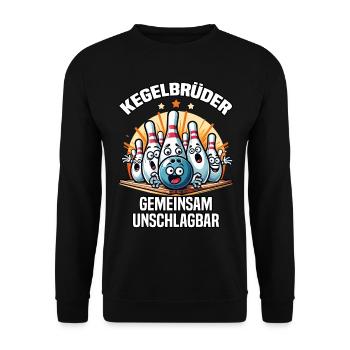 Kegelbrüder Kegel Kegelverein Design zum Kegeln - Unisex Pullover - Schwarz - Vorne - Alina (178cm) & Michal (187cm)