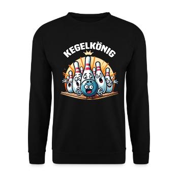 Kegelkönig Kegel Kegelverein Design zum Kegeln - Unisex Pullover - Schwarz - Vorne - Alina (178cm) & Michal (187cm)