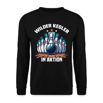 Wild Bowler en action Skittles Bowling Club Design - Sweat-shirt Unisexe - noir - Devant - Alina (178cm) & Michal (187cm)