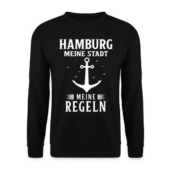 Hamburg Hanseatic City North German Low German - Unisex Sweatshirt - black - Front - Alina (178cm) & Michal (187cm)
