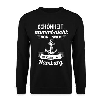 Hamburg Hanseatic City North German Low German - Unisex Sweatshirt - black - Front - Alina (178cm) & Michal (187cm)
