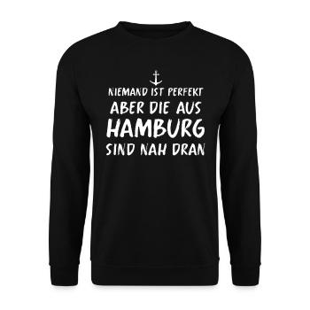 Hamburg Hanseatic City North German Low German - Unisex Sweatshirt - black - Front - Alina (178cm) & Michal (187cm)