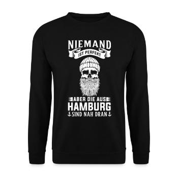 Hambourg Tshirt cadeau Moin Hamburch Football - Sweat-shirt Unisexe - noir - Devant - Alina (178cm) & Michal (187cm)
