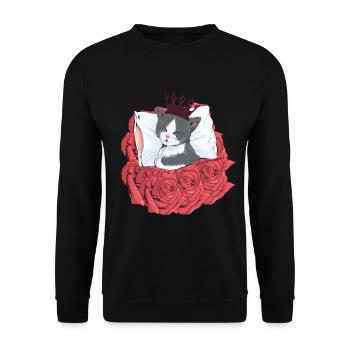 Chat Prince Roses Sleeping Cats Couronne - Sweat-shirt Unisexe - noir - Devant - Alina (178cm) & Michal (187cm)