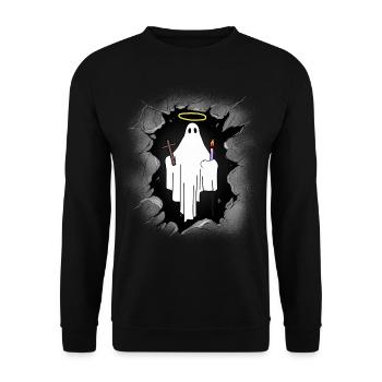 Mitternacht Heiliger Geist Gespenst Halloween Spuk - Unisex Pullover - Schwarz - Vorne - Alina (178cm) & Michal (187cm)