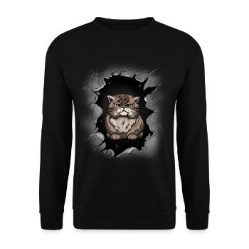 Katze Hauskatze Katzen Kinder - Unisex Pullover - Schwarz - Vorne - Alina (178cm) & Michal (187cm)