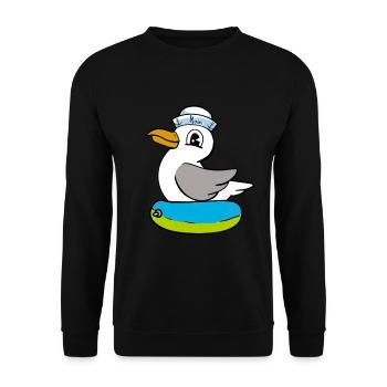 Möwe Schwimmring maritim Matrose Seemann - Unisex Pullover - Schwarz - Vorne - Alina (178cm) & Michal (187cm)