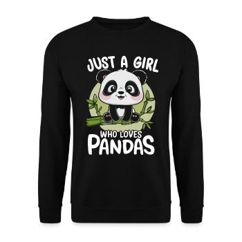 Just a girl who loves Pandas - Unisex Pullover - Schwarz - Vorne - Alina (178cm) & Michal (187cm)