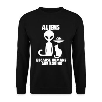 SciFi and Extraterrestrial Aliens and UFO Fan - Unisex Sweatshirt - black - Front - Alina (178cm) & Michal (187cm)