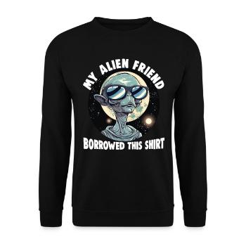 SciFi and Extraterrestrial Aliens and UFO Fan - Unisex Sweatshirt - black - Front - Alina (178cm) & Michal (187cm)