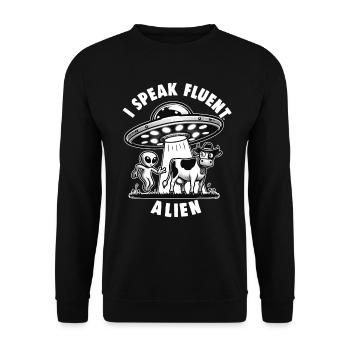 SciFi and Extraterrestrial Aliens and UFO Fan - Unisex Sweatshirt - black - Front - Alina (178cm) & Michal (187cm)