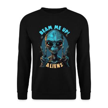 SciFi and Extraterrestrial Aliens and UFO Fan - Unisex Sweatshirt - black - Front - Alina (178cm) & Michal (187cm)