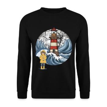 Lighthouse Sea Girl Maritime Coast - Unisex Sweatshirt - black - Front - Alina (178cm) & Michal (187cm)