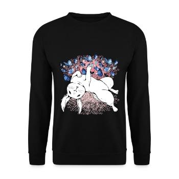 Bunny Nature Spring Butterflies Insects - Unisex Sweatshirt - black - Front - Alina (178cm) & Michal (187cm)