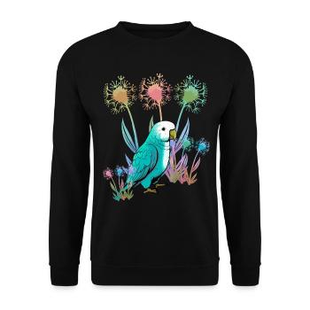 Natur Blumen Papagei Vogel Wildnis - Unisex Pullover - Schwarz - Vorne - Alina (178cm) & Michal (187cm)