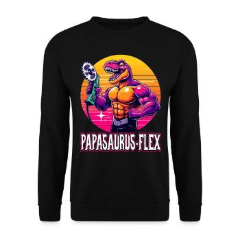 Papasaurus_flex Dino avec meuleuse d’angle - Sweat-shirt Unisexe - noir - Devant - Alina (178cm) & Michal (187cm)