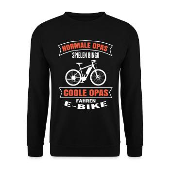 E-Bike Normal Grandpa Riding Bicycle with Battery Biking - Unisex Sweatshirt - black - Front - Alina (178cm) & Michal (187cm)